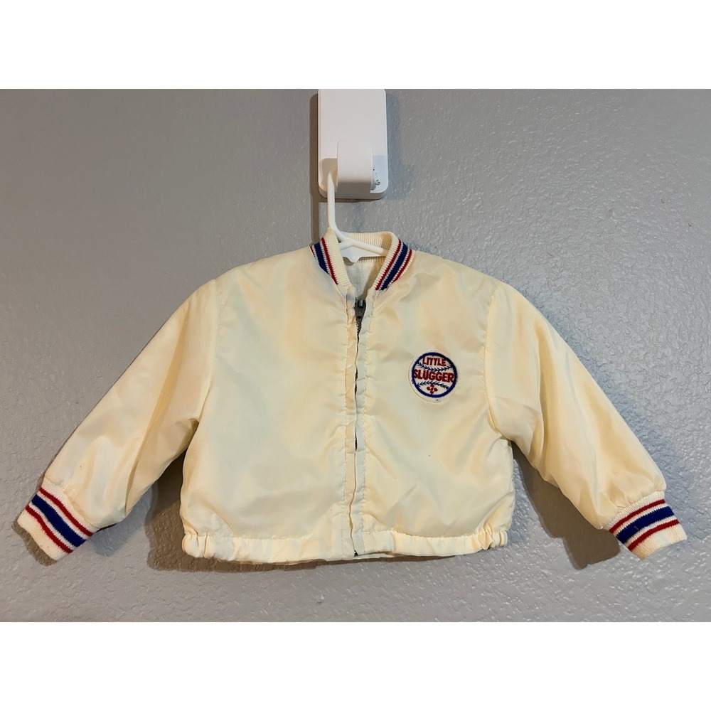 True Vintage Little Slugger Kids Bomber Jacket Satin Baseball Scovill Zip 80's